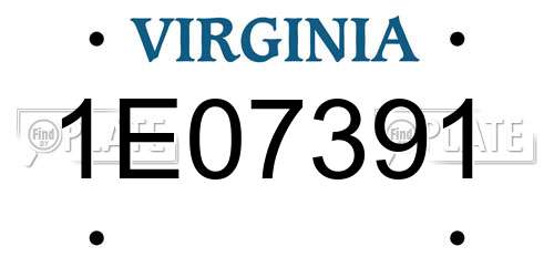 1E07391 Virginia License Plate