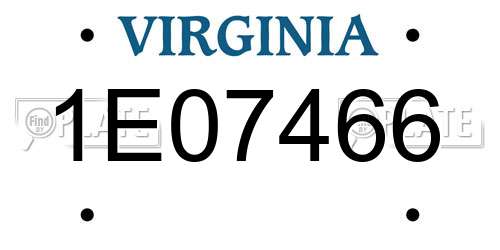 1E07466 Virginia License Plate