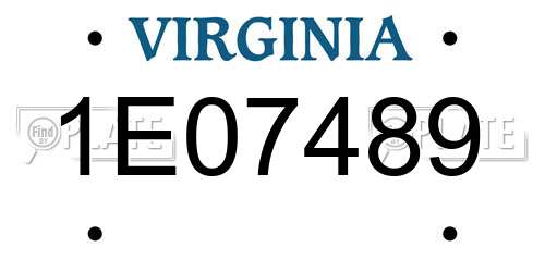 1E07489 Virginia License Plate