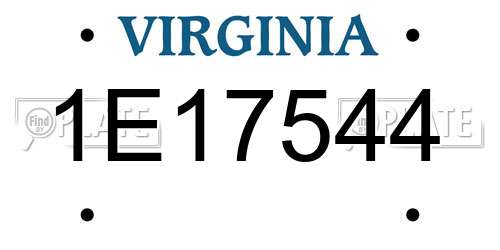 1E17544 Virginia License Plate