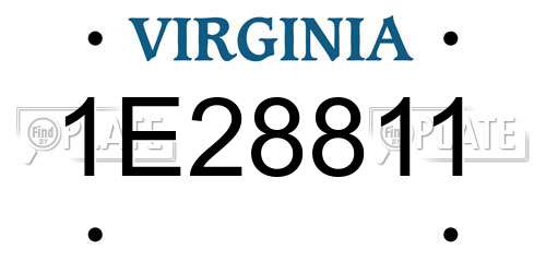 1E28811 Virginia License Plate