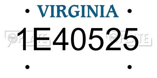 1E40525 Virginia License Plate