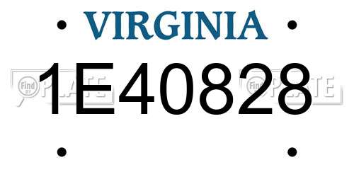 1E40828 Virginia License Plate