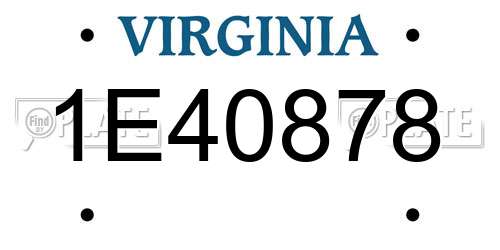 1E40878 Virginia License Plate