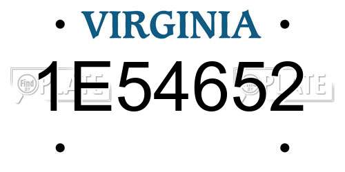 1E54652 Virginia License Plate