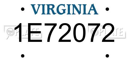 1E72072 Virginia License Plate