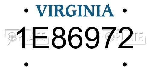1E86972 Virginia License Plate
