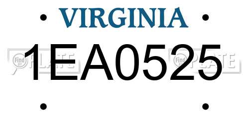 1EA0525 Virginia License Plate