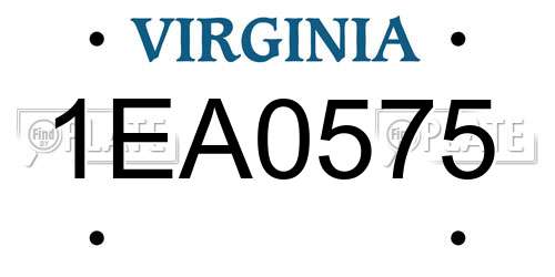 1EA0575 Virginia License Plate