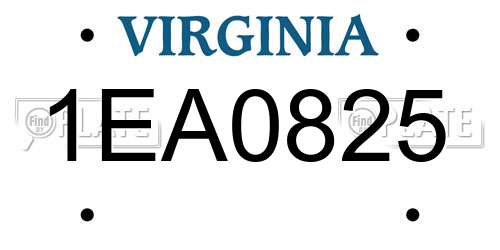 1EA0825 Virginia License Plate