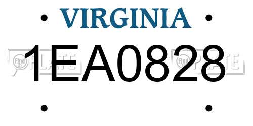 1EA0828 Virginia License Plate