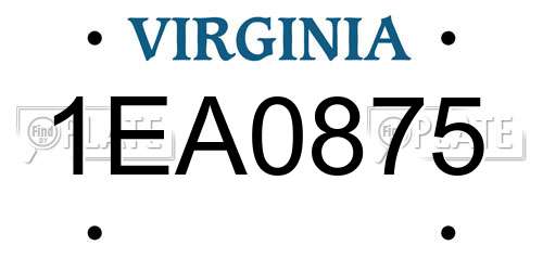 1EA0875 Virginia License Plate