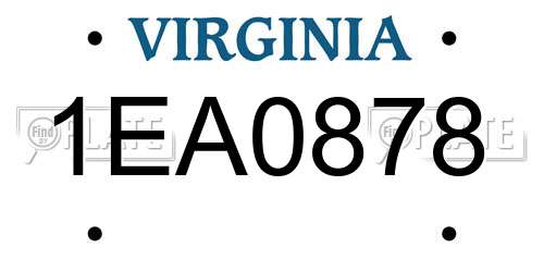 1EA0878 Virginia License Plate