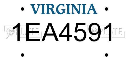 1EA4591 Virginia License Plate