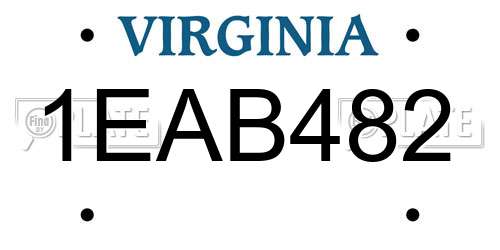 1EAB482 Virginia License Plate