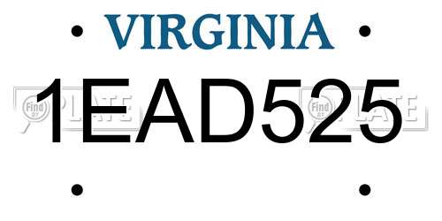1EAD525 Virginia License Plate