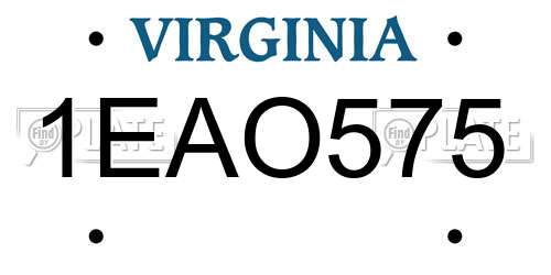 1EAO575 Virginia License Plate