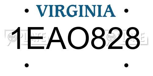 1EAO828 Virginia License Plate