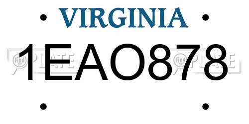1EAO878 Virginia License Plate