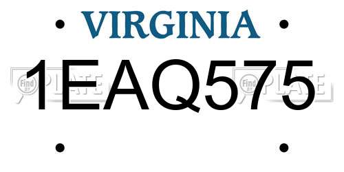 1EAQ575 Virginia License Plate