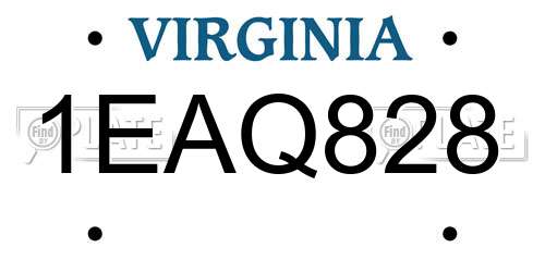 1EAQ828 Virginia License Plate