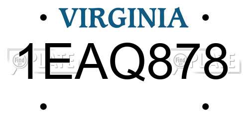 1EAQ878 Virginia License Plate
