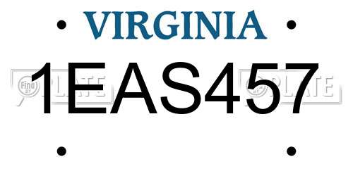 1EAS457 Virginia License Plate