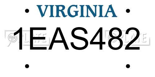 1EAS482 Virginia License Plate