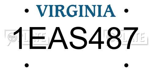 1EAS487 Virginia License Plate