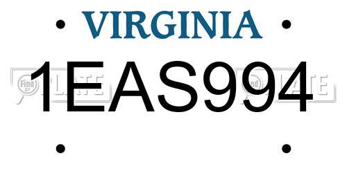 1EAS994 Virginia License Plate