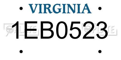 1EB0523 Virginia License Plate