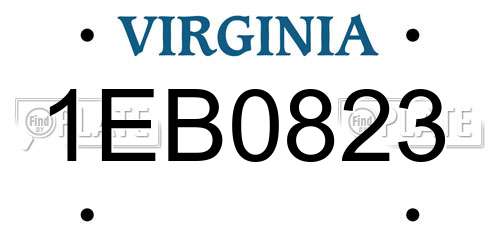 1EB0823 Virginia License Plate