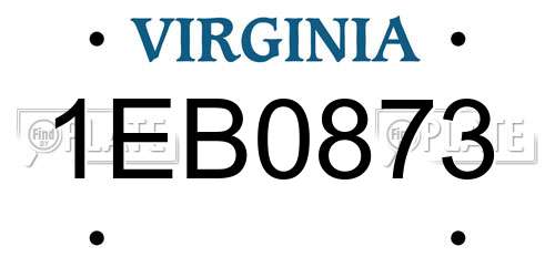 1EB0873 Virginia License Plate