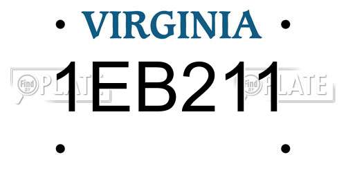1EB211 Virginia License Plate