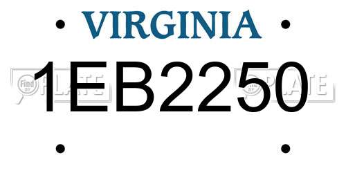 1EB2250 Virginia License Plate