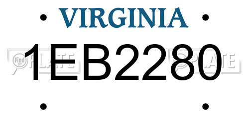1EB2280 Virginia License Plate