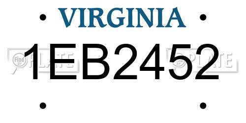 1EB2452 Virginia License Plate