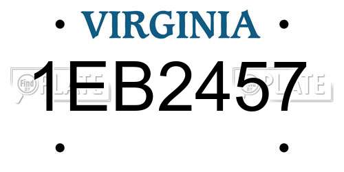 1EB2457 Virginia License Plate
