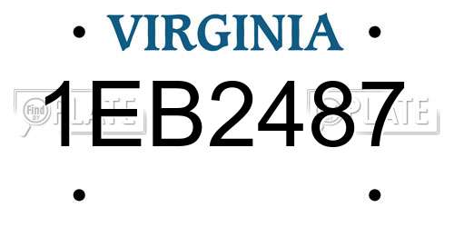 1EB2487 Virginia License Plate