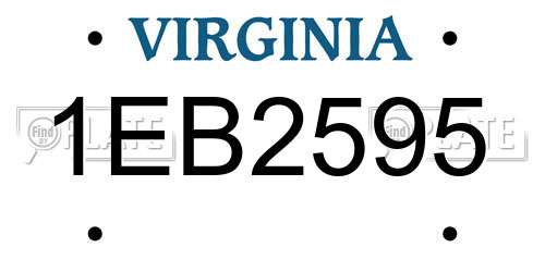 1EB2595 Virginia License Plate