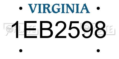 1EB2598 Virginia License Plate