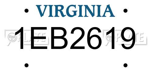 1EB2619 Virginia License Plate
