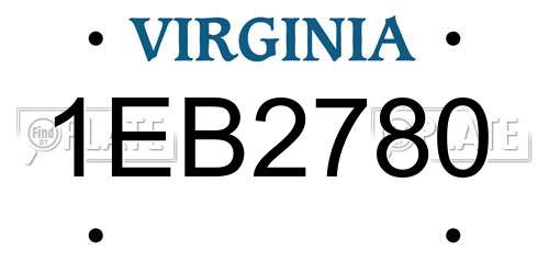 1EB2780 Virginia License Plate