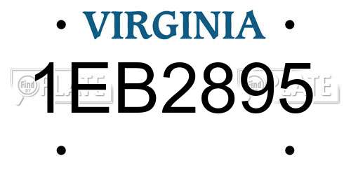 1EB2895 Virginia License Plate