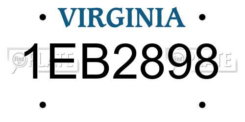1EB2898 Virginia License Plate