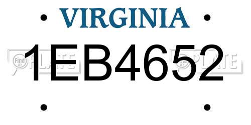 1EB4652 Virginia License Plate