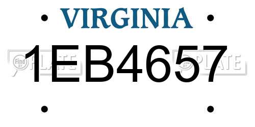 1EB4657 Virginia License Plate