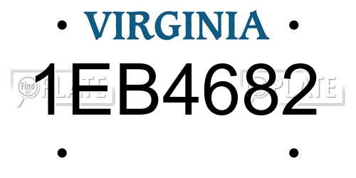 1EB4682 Virginia License Plate