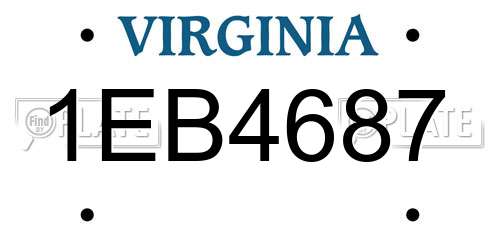 1EB4687 Virginia License Plate