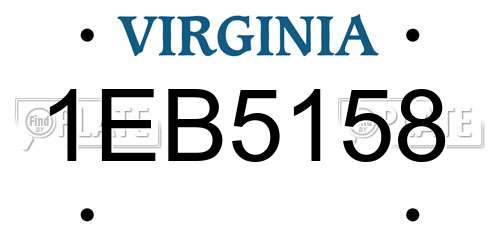 1EB5158 Virginia License Plate